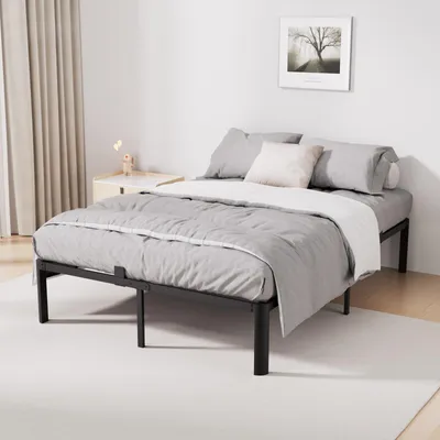 Produktbild von Bettgestell 140 x 200 cm, 500 kg, 32 cm Staufach, Doppelbett, Metall, Plattformbettgestell, leise, stabil, verstellbares Kopfteil