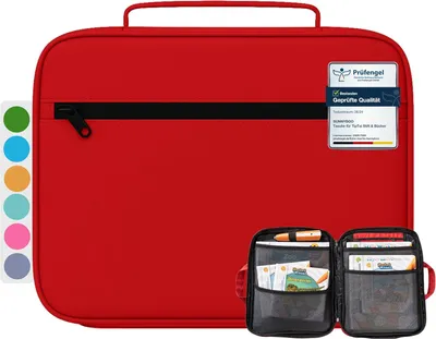 Produktbild von bunnyboo TipToi Tasche - Platz für bis zu 8 Bücher - mit Einsatz für Tiptoi Stift, TipToi Kabel und Batteriefach - Tasche für TipToi Stift gehört in jedes Starterset TipToi (Rot)
