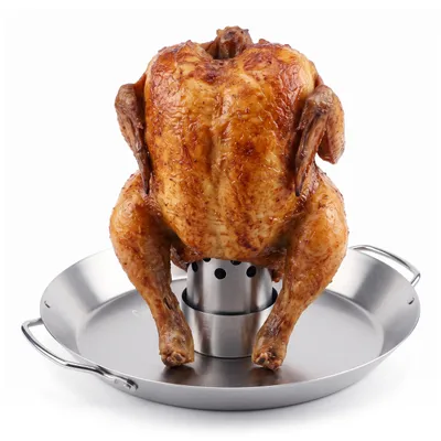 Immagine prodotto di Supporto verticale per pollo arrosto con teglia per barbecue e forno di casa