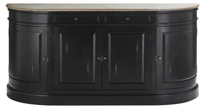 Produktbild von Mahagoniholz Sideboard, 180x45x85 cm (BxTxH), 4 Flügeltüren, 2 Schubladen, Halbmondform