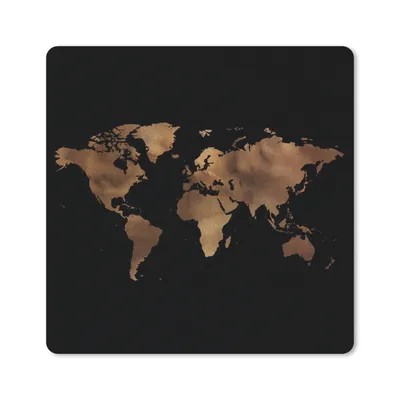 Produktbild von MuchoWow® Mauspad Mousepad Weltkarte - Gold - Schwarz 20x20 cm - Mousepads - Maus Mat - Pad - Mausunterlage - Desk Mat - Bureauartikeln