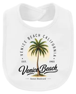 Produktbild von Venice Beach California Sunset Boulevard Palme Retro Vintage USA Baby Lätzchen, Weiß