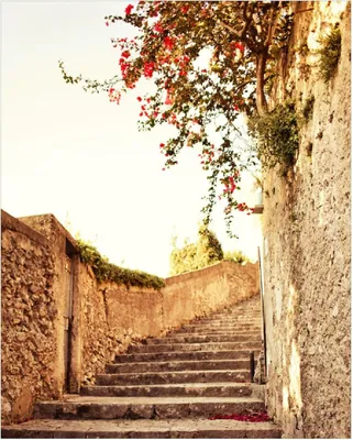 Produktbild von Wallario Poster - Steinerne Treppe in Italien, Kunstdruck Größe: 40 x 50 cm