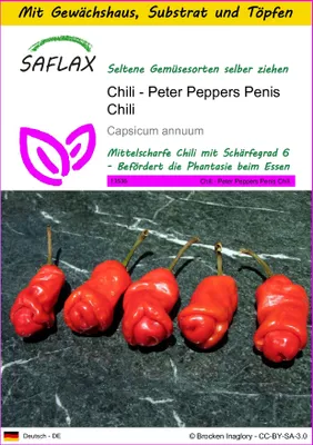 Produktbild von SAFLAX Anzucht Set - Chili - Peter Peppers Penis Chili - Capsicum annuum - 10 Samen - Mit Mini-Gewächshaus, Anzuchtsubstrat und 2 Töpfen