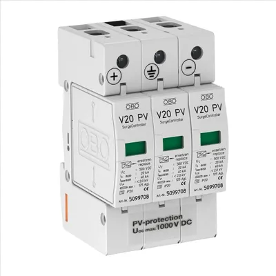 Image de OBO SurgeController V20, tripolaire, photovoltaïque, 1000 V CC, 1 pièce.