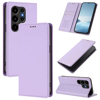 Produktbild von Handyhülle für Blackview Wave 10C, Kunstleder Klapphülle Stoßfeste Magnetische Hülle mit Ständer Violett