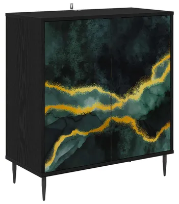 Zdjęcie produktu dla Komoda WIJHE, imitacja czarnego dębu, 69 x 33 x 76 cm