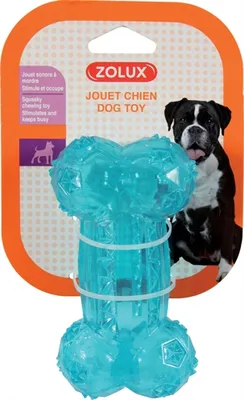 Produktbild von Hundespielzeug Knochen BONE TPR POP 12cm türkis Zolux