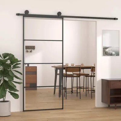 Produktbild von vidaXL Schiebetür Aluminium und ESG Glas 90x205 cm Schwarz