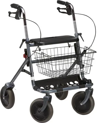 Produktbild von Rollator FAKTO+ m.Tablett,Korb,Stockh.,mangan grey metallic