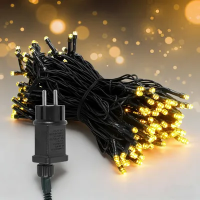 Obrázek produktu pro LED světelný řetěz Peviasot, délka 30 metrů, 300 LED diod, teplá bílá barva, 8 světelných režimů, paměťová funkce, délka přívodního kabelu 5 metrů, černý kabel, vhodné pro Vánoce, oslavy