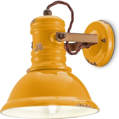 Produktbild von Spot Lampe Keramik Metall E27 verstellbar Gelb Shabby Antik Rostbraun Vintage Keramiklampe