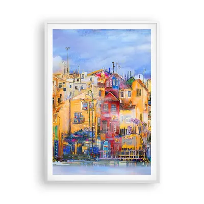 Produktbild von Gerahmtes Poster - Weißer Rahmen - Altstadt Mietshaus - 70x100 cm - Wand Bild - Wanddeko - Wandbilder - Kunstposter - Wandposter - Bilderrahmen - Bilder - Kunstdruck - Wandbild - P2WPA70x100-3419