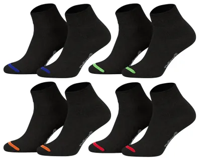Tobeni 8 Paar Kurz-Socken Quarter Socks ohne Gummi für Sie und Ihn Schwarz farbige Spitze