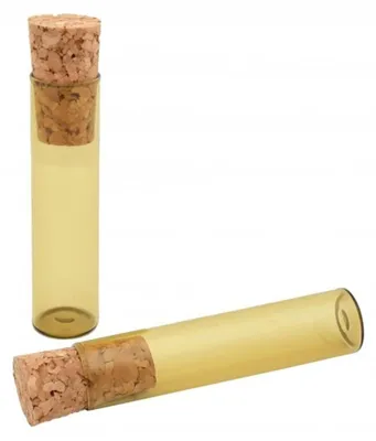 Produktbild von Flachbodengläser 50mm x ø 14mm AR-Klarglas und Illax-Braunglas, 100 Stk., Kork, Braunglas (UV-Schutz)