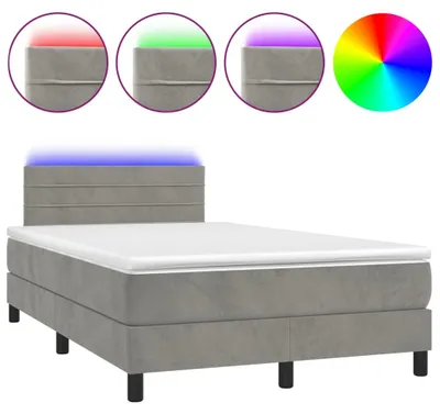 Produktbild von vidaXL Boxspringbett mit Matratze & LED Hellgrau 120x200 cm Samt
