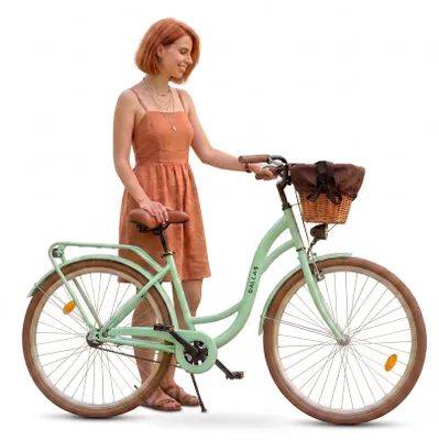 Produktbild von Dallas Bike Fahrrad 26 Zoll - Mit Weidenkorb - Damenfahrrad - 1-Gang Rücktritt - Rahmen M 17" - Mint-Braun