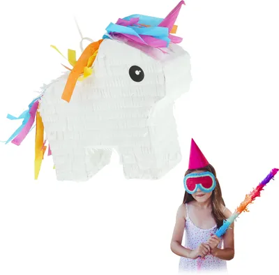 Mini Piñata Einhorn, 25x24x7 cm, bunt, selbst befüllbar
