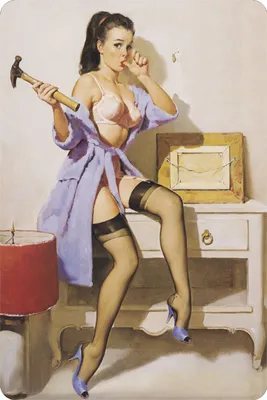 Produktbild von Blechschild: sexy Frau mit Hammer, 20 x 30 cm, Blechschilder