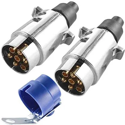 Productafbeelding van 7-polige aanhangerstekker voor vrachtwagens en voertuigen - Set van 2 - 12V