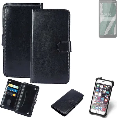 Produktbild von K-S-Trade 360° Hülle kompatibel mit Nokia 1 Plus schwarz Kunstleder Case BookCase WalletCase Kunstlederederhülle Handyhülle, Rundumschutz Bumper