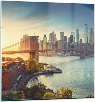 Produktbild von Bilder auf glas - New York Brücke - 40x40cm - Glasbilder - Wandbilder - Kunstdruck - zum Aufhängen bereit - Wanddekoration aus Glas - Glas Bilder - Wandbild auf Glas - Einteilig - GAC40x40-4047
