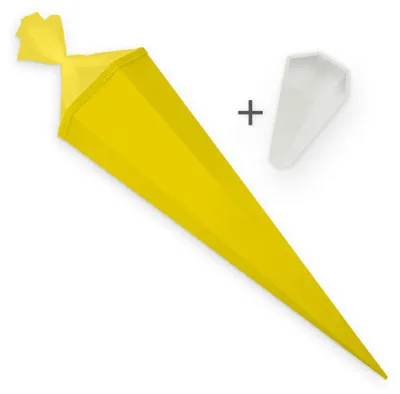 Produktbild von itenga Set Gelb Bastelschultüte Rohling 85 cm eckig + Schultüten Spitzenschutz