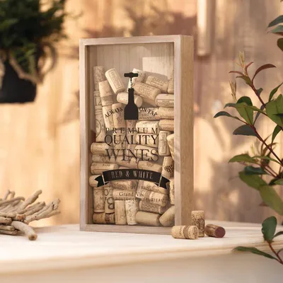 Produktbild von Korkensammler für Weinkorken im Vintage-Stil MDF Glasabdeckung 21x5x35 cm