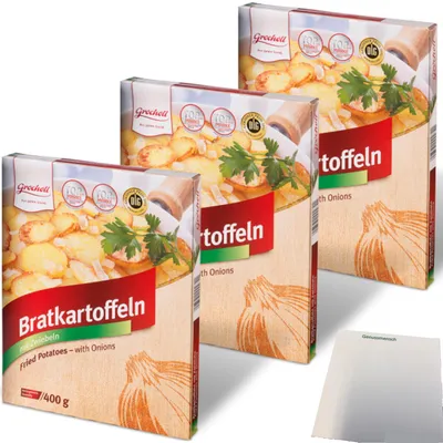 Produktbild von Grocholl Bratkartoffeln Zwiebel 3er Pack (3x400g Packung) + usy Block