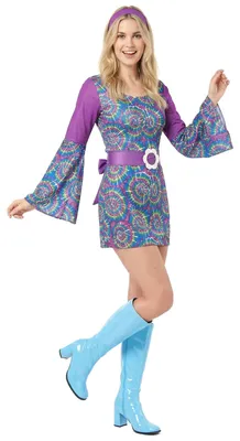 Immagine prodotto di costume da donna hippie anni '70 colorato - S