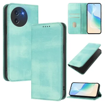 Image de Etui pour Doogee Note 59 / Note 59 Pro, étui en cuir vintage avec protection RFID, fentes pour cartes, support Turquoise