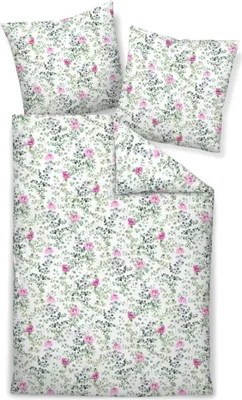 Produktbild von Janine Design Interlock-Jersey Kissenbezug einzeln zu Bettwäsche CARMEN S 55015 Farbe fuchsienrosa rauchgrün 01 Größe 80x80 cm AL