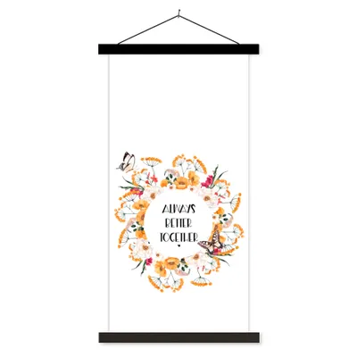 Produktbild von MuchoWow® Textilposter Zitate - Sprichwörter - Familie - Gemeinsam immer besser 40x80 cm mit schwarzem Rahmen - Wandemalerei