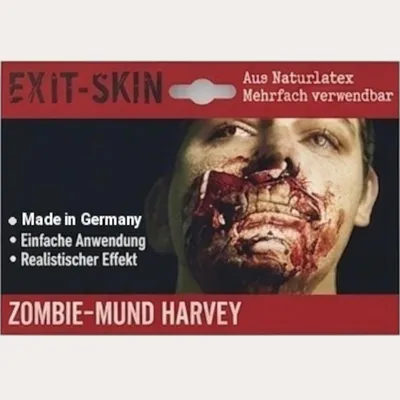 Produktbild von Zombie Mund Harvey Latexwunde mit Mastix-Hautkleber – Realistische SFX Latex-Applikation, wiederverwendbare künstliche Wunde für Halloween, Zombie Kostüm, Horror Make-up, Karneval, Cosplay, Mottoparty, Theater, Film, Spezialeffekte & Maskenbildner Zubehör