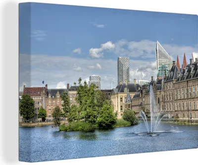 Produktbild von OneMillionCanvasses® - Leinwandbilder - 140x90 cm, Den Haag - Niederlande - Teich, Wandbilder Kunstdruck Wanddekoration
