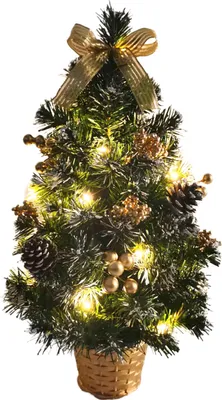 Produktbild von Geschmückter Weihnachtsbaum mit 20er LED Lichterkette - 50cm | 20257 - Gold