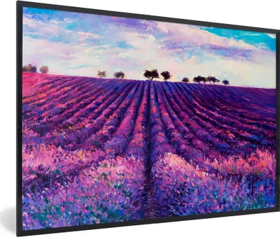 Produktbild von MuchoWow® Gerahmtes Poster Ölfarbe - Malerei - Blumen 90x60 cm - Poster mit Schwarzem Bilderrahmen Wandposter Rahmen Foto Bilder - Fotorahmen - Foto-Plakat
