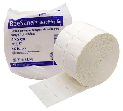 Produktbild von Meditrade BeeSana Zellstofftupfer keimreduziert 4 x 5 cm