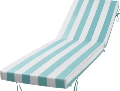 Produktbild von Liegenkissen, 203 x 66 x 9,8 cm, 2er-Set Outdoor-Liegestuhlkissen, wasserabweisende und lichtbeständige Sonnenliegenkissen mit Bändern, Terrassenliegenauflagen für Poolterrassen, grün-weiß gestreift
