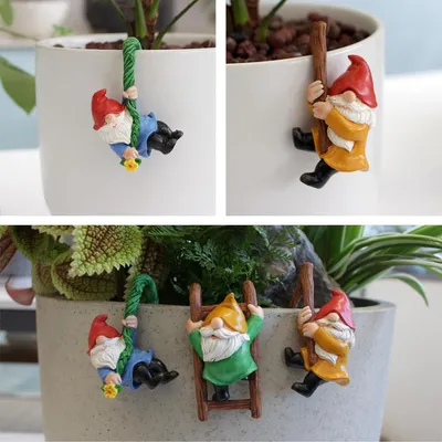 Zdjęcie produktu dla 3 miniaturowe krasnale z żywicy - zabawny zestaw krasnali ogrodowych do otwartych ogrodów - odpowiedni do małych ogrodów, akwariów, pojemników na rośliny i doniczek z kwiatami