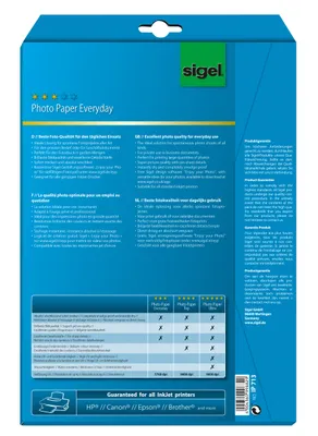 Produktbild von SIGEL IP713 Inkjet Fotopapier Everyday, hochglänzend, 170 g/m², A4, 20 Blatt
