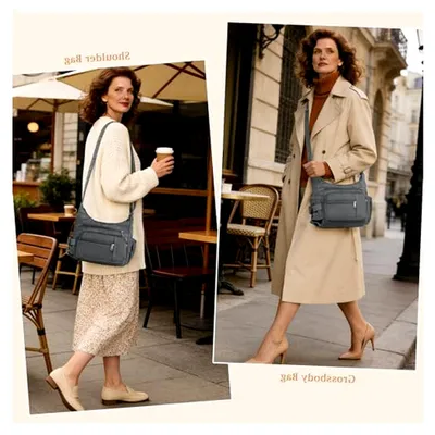 Produktbild von RFID-Anti-Dieb-Crossbody-Tasche für Damen, wasserdicht, Umhängetasche, Kuriertasche, lässige Nylon-Geldbörse, Handtasche