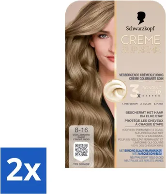 Image de Schwarzkopf - Coloration - Cream Supreme 8-16 - Blond cendré froid - 245g - Pack avantage - 2 pièces