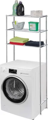 Produktbild von Famanu Waschmaschinenregal Metall 3 Etagen - Badezimmerregal Silber 162,5 x 67 x 30 cm
