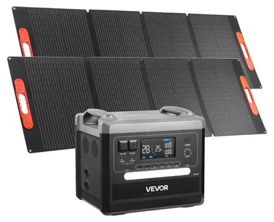 Immagine prodotto di Stazione di ricarica portatile, generatore solare portatile da 2400 W con 2 pannelli solari pieghevoli da 200 W ciascuno, batteria di riserva LiFePO4 espandibile da 2160 Wh con 10 porte di uscita, ideale per l'uso domestico, il campeggio all'aperto e i camper
