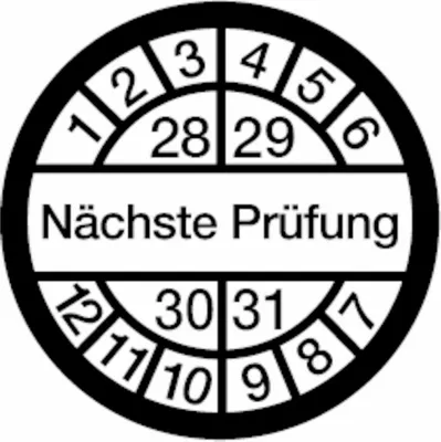 Produktbild von Dreifke® Prüfplakette Nächste Prüfung ab 28 weiß/schwarz - 16 mm Folie selbst...