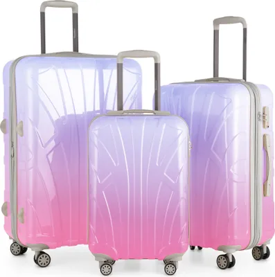 Produktbild von Suitline - 3er Kofferset Rollkoffer Hartschalenkoffer 4 Rollen Handgepäck-Trolley und Aufgabegepäck Koffer erweiterbar Travel Luggage Gepäck Set Hardcase ABS, TSA,Sakura