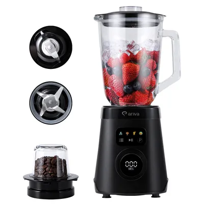 Produktbild von ARIVA Standmixer 1000W mit 1,5L Glasbehälter & Kaffeemühle, Smoothie Maker & Ice Crusher mit LED-Touch-Display, 6 Edelstahlklingen, Auto-Clean