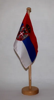 Produktbild von Tischflagge Serbien 25x15 cm mit Holzständer