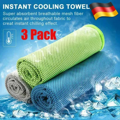 Produktbild von 3 X Kühlendes Handtuch Sporthandtuch Fitness Microfaser Cooling Abkühlung Towel